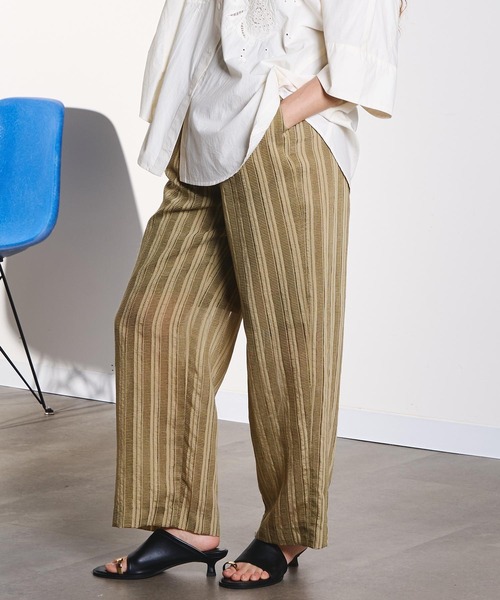 ROSE BUD(ローズバッド)の「(GENE HEAVENS)DOBBY STRIPE EASY PANTS(その他パンツ・レディース・ブラック/カーキ・ONE SIZE)」の14枚目の写真