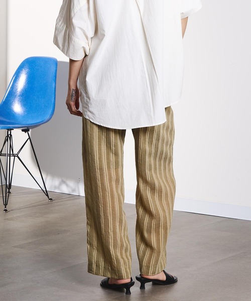ROSE BUD(ローズバッド)の「(GENE HEAVENS)DOBBY STRIPE EASY PANTS(その他パンツ・レディース・ブラック/カーキ・ONE SIZE)」の15枚目の写真