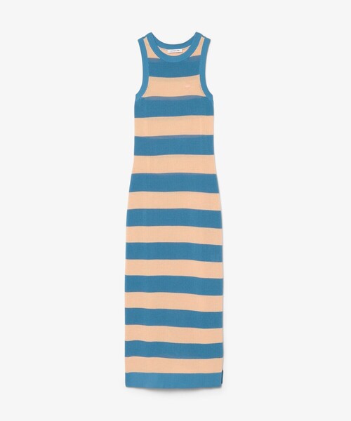 LACOSTE(ラコステ)の「ストライプメッシュニットノースリーブドレス / ロングワンピース(ワンピース・レディース・ブルー・36/38)」の5枚目の写真