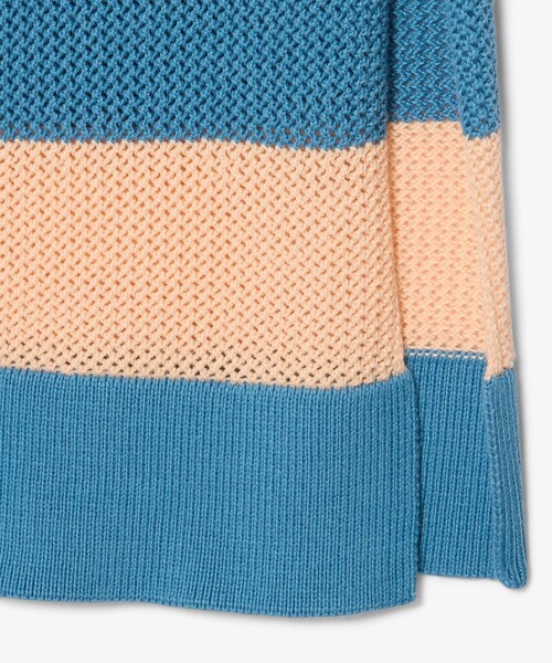 LACOSTE(ラコステ)の「ストライプメッシュニットノースリーブドレス / ロングワンピース(ワンピース・レディース・ブルー・36/38)」の3枚目の写真