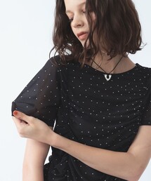 Ray BEAMS | シアー ドット ギャザー シーム Tシャツ(Tシャツ/カットソー)