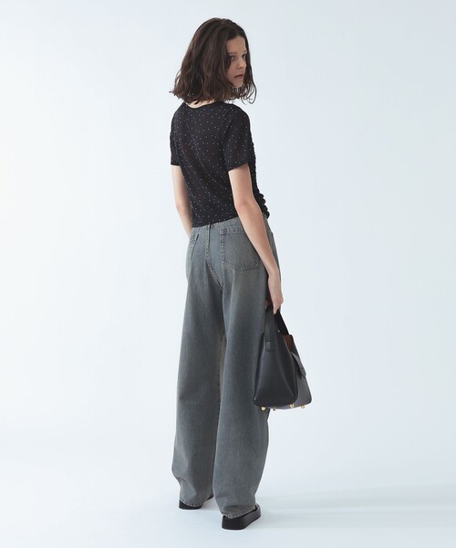 Ray BEAMS（レイビームス）の「シアー ドット ギャザー シーム Tシャツ（Tシャツ/カットソー・レディース・ホワイト系その他6/ブラック・ONE SIZE）」の9枚目の写真