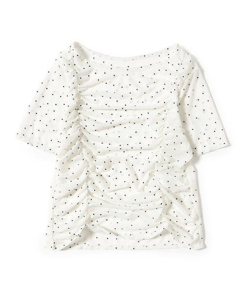 Ray BEAMS（レイビームス）の「シアー ドット ギャザー シーム Tシャツ（Tシャツ/カットソー・レディース・ホワイト系その他6/ブラック・ONE SIZE）」の12枚目の写真