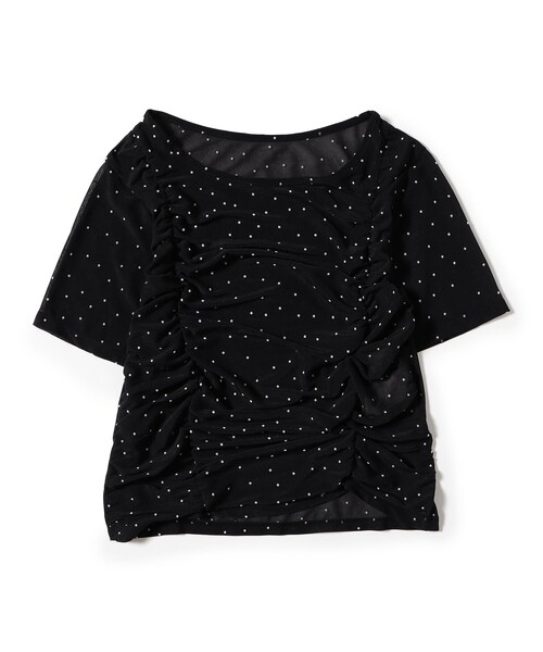 Ray BEAMS（レイビームス）の「シアー ドット ギャザー シーム Tシャツ（Tシャツ/カットソー・レディース・ホワイト系その他6/ブラック・ONE SIZE）」の18枚目の写真