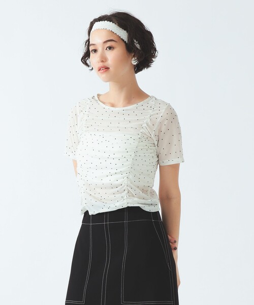 Ray BEAMS(レイビームス)の「【8/6 再値下げ】シアー ドット ギャザー シーム Tシャツ(Tシャツ/カットソー・レディース・ホワイト系その他6/ブラック・ONE SIZE)」の22枚目の写真