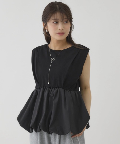 archives(アルシーヴ)の「【きれい見えも体型カバーも叶える】ドッキングバルーンTOPS(Tシャツ/カットソー・レディース・オフホワイト/ブラック/ブラウン/Cream・MEDIUM)」の3枚目の写真