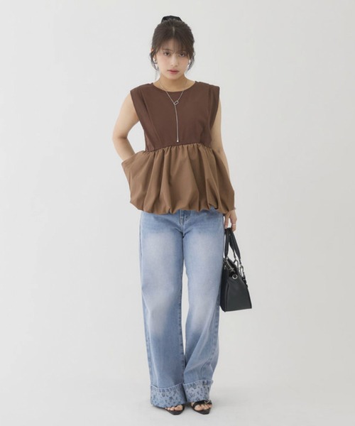 archives(アルシーヴ)の「【きれい見えも体型カバーも叶える】ドッキングバルーンTOPS(Tシャツ/カットソー・レディース・オフホワイト/ブラック/ブラウン/Cream・MEDIUM)」の16枚目の写真