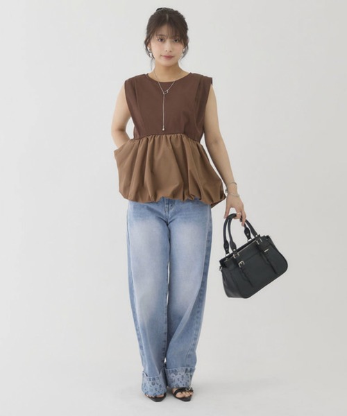 archives(アルシーヴ)の「【きれい見えも体型カバーも叶える】ドッキングバルーンTOPS(Tシャツ/カットソー・レディース・オフホワイト/ブラック/ブラウン/Cream・MEDIUM)」の15枚目の写真
