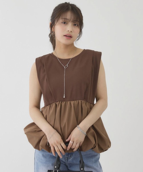 archives(アルシーヴ)の「【きれい見えも体型カバーも叶える】ドッキングバルーンTOPS(Tシャツ/カットソー・レディース・オフホワイト/ブラック/ブラウン/Cream・MEDIUM)」の20枚目の写真