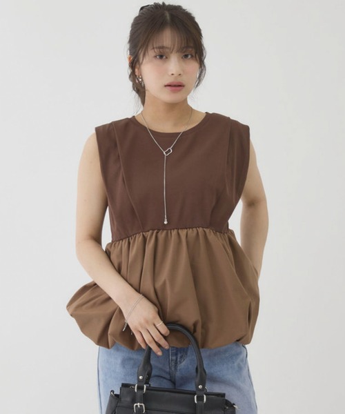 archives(アルシーヴ)の「【きれい見えも体型カバーも叶える】ドッキングバルーンTOPS(Tシャツ/カットソー・レディース・オフホワイト/ブラック/ブラウン/Cream・MEDIUM)」の19枚目の写真