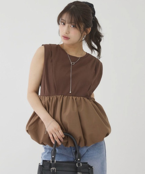 archives(アルシーヴ)の「【きれい見えも体型カバーも叶える】ドッキングバルーンTOPS(Tシャツ/カットソー・レディース・オフホワイト/ブラック/ブラウン/Cream・MEDIUM)」の18枚目の写真