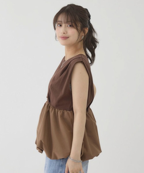 archives(アルシーヴ)の「【きれい見えも体型カバーも叶える】ドッキングバルーンTOPS(Tシャツ/カットソー・レディース・オフホワイト/ブラック/ブラウン/Cream・MEDIUM)」の17枚目の写真