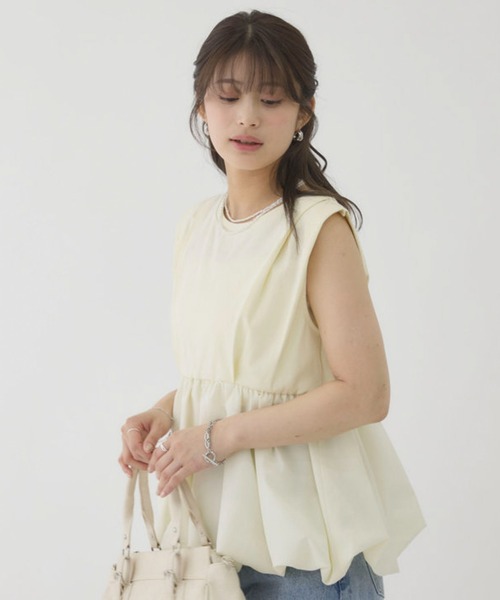 archives(アルシーヴ)の「【きれい見えも体型カバーも叶える】ドッキングバルーンTOPS(Tシャツ/カットソー・レディース・オフホワイト/ブラック/ブラウン/Cream・MEDIUM)」の10枚目の写真