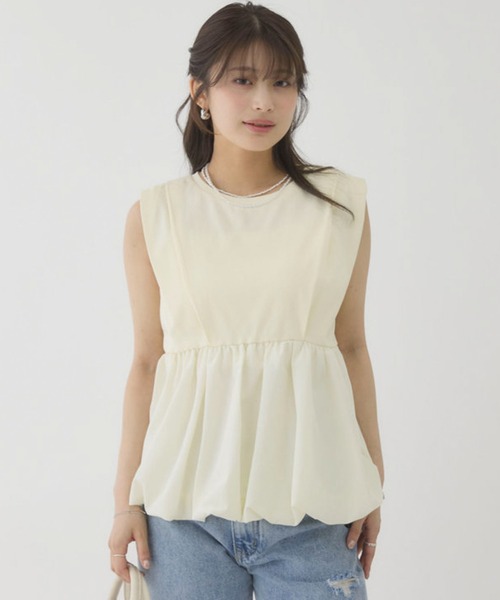 archives(アルシーヴ)の「【きれい見えも体型カバーも叶える】ドッキングバルーンTOPS(Tシャツ/カットソー・レディース・オフホワイト/ブラック/ブラウン/Cream・MEDIUM)」の11枚目の写真
