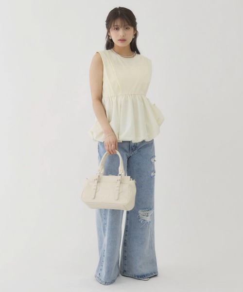 archives(アルシーヴ)の「【きれい見えも体型カバーも叶える】ドッキングバルーンTOPS(Tシャツ/カットソー・レディース・オフホワイト/ブラック/ブラウン/Cream・MEDIUM)」の7枚目の写真