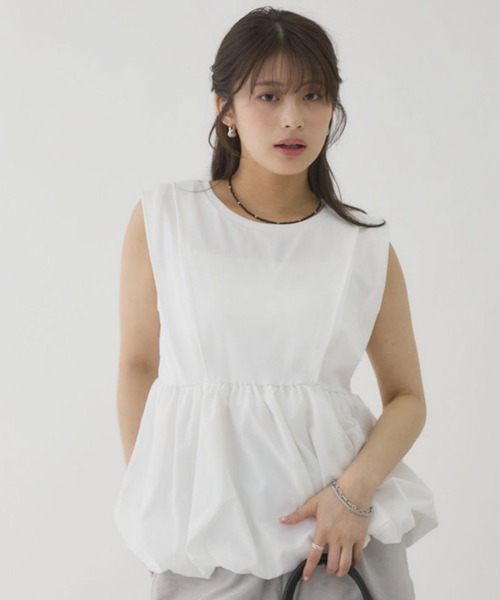 archives(アルシーヴ)の「【きれい見えも体型カバーも叶える】ドッキングバルーンTOPS(Tシャツ/カットソー・レディース・オフホワイト/ブラック/ブラウン/Cream・MEDIUM)」の5枚目の写真