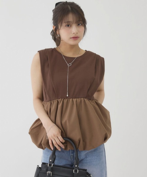 archives(アルシーヴ)の「【きれい見えも体型カバーも叶える】ドッキングバルーンTOPS(Tシャツ/カットソー・レディース・オフホワイト/ブラック/ブラウン/Cream・MEDIUM)」の6枚目の写真