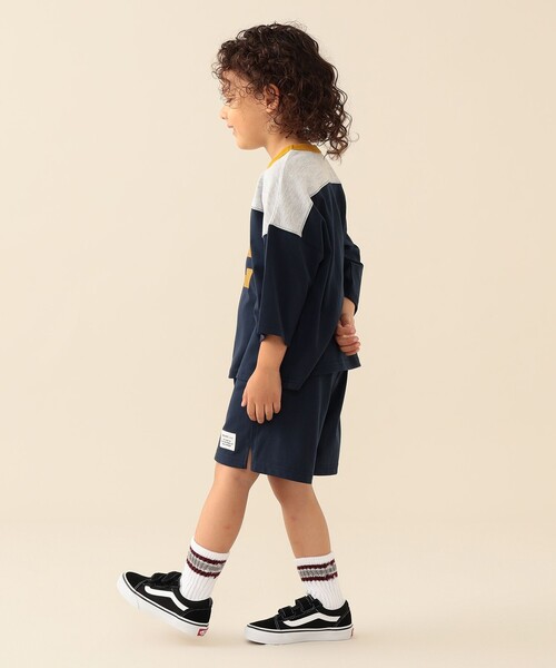 BEAMS mini（ビームスミニ）の「ナンバリング 天竺 セット 2026FW (90～150cm) 通園 通学 セットアップ（サロペット/オーバーオール・キッズ・ネイビー/ライトグレー/ブルー系その他2・110/100/140/130/90/120/150）」の9枚目の写真