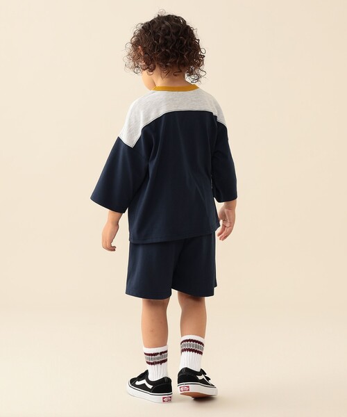 BEAMS mini（ビームスミニ）の「ナンバリング 天竺 セット 2026FW (90～150cm) 通園 通学 セットアップ（サロペット/オーバーオール・キッズ・ネイビー/ライトグレー/ブルー系その他2・110/100/140/130/90/120/150）」の10枚目の写真