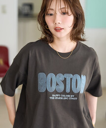 限定展開 ぐるぐる BOSTON ロゴ 刺繍 半袖 Tシャツ