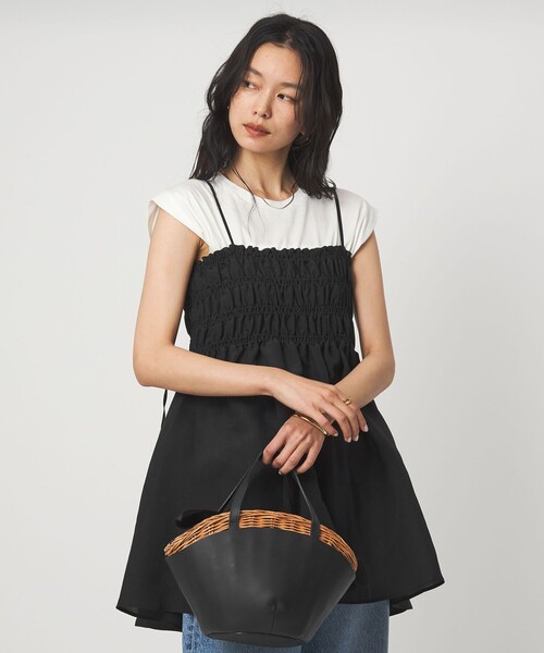 green label relaxing(グリーンレーベルリラクシング)の「シャーリング チュニック キャミソール(キャミソール・レディース・ホワイト/ダークブラウン/ブラック・FREE)」の13枚目の写真