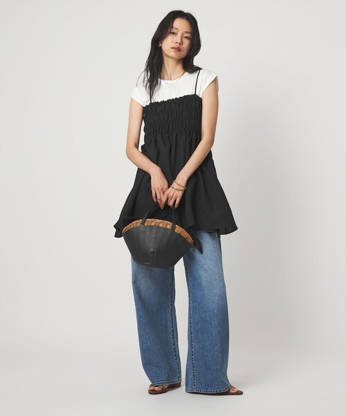 green label relaxing(グリーンレーベルリラクシング)の「シャーリング チュニック キャミソール(キャミソール・レディース・ホワイト/ダークブラウン/ブラック・FREE)」の17枚目の写真