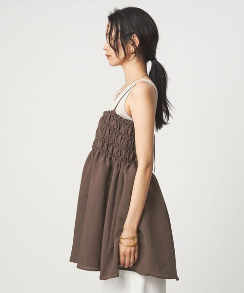 green label relaxing(グリーンレーベルリラクシング)の「シャーリング チュニック キャミソール(キャミソール・レディース・ホワイト/ダークブラウン/ブラック・FREE)」の20枚目の写真