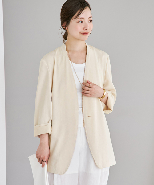 plage(プラージュ)の「《追加》Light nocollar ジャケット 2(ノーカラージャケット・レディース・アイボリー/ブラック・38/36)」の20枚目の写真