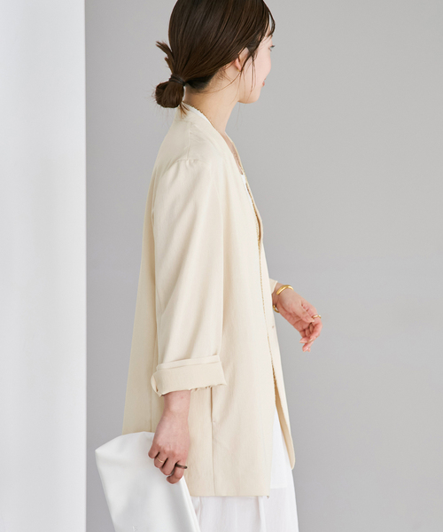 plage(プラージュ)の「《追加》Light nocollar ジャケット 2(ノーカラージャケット・レディース・アイボリー/ブラック・38/36)」の21枚目の写真