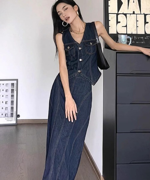 semplice(センプリチェ)の「セットアップ【韓国ファッション】(セットアップ・レディース・ブルー・S/M/L)」の9枚目の写真