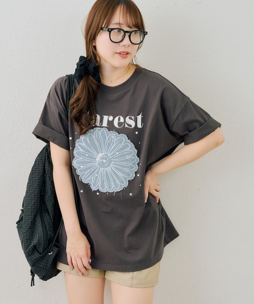 Another Branch olive des olive(アナザーブランチオリーブデオリーブ)の「お花×ラインストーンBIGTシャツ(Tシャツ/カットソー・レディース・ホワイト系その他/オフホワイト/スミクロ/ブラック系その他・FREE)」の21枚目の写真