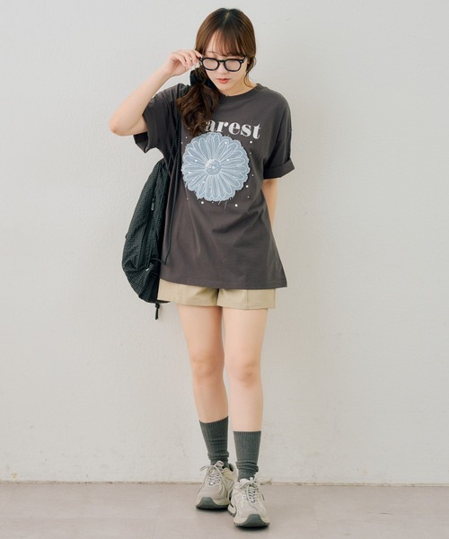 Another Branch olive des olive(アナザーブランチオリーブデオリーブ)の「お花×ラインストーンBIGTシャツ(Tシャツ/カットソー・レディース・ホワイト系その他/オフホワイト/スミクロ/ブラック系その他・FREE)」の22枚目の写真