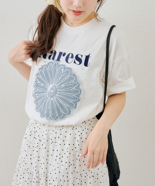 Another Branch olive des olive(アナザーブランチオリーブデオリーブ)の「お花×ラインストーンBIGTシャツ(Tシャツ/カットソー・レディース・ホワイト系その他/オフホワイト/スミクロ/ブラック系その他・FREE)」の17枚目の写真