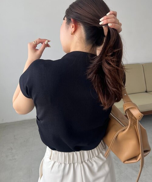 CAPRICIEUX LE'MAGE(カプリシューレマージュ)の「【接触冷感】ハーフネックフレンチニット(ニット/セーター・レディース・ホワイト/ブラック/グレイッシュベージュ・FREE)」の20枚目の写真