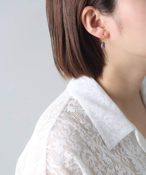 Lilas(リラ)の「《WEB限定》【SAMH by LILAS】ピンクアメジストピアス SVK18GP(両耳)(ピアス(両耳用)・レディース・ゴールド・FREE)」の3枚目の写真