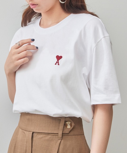 SETUP7（セットアップセブン）の「【AMI PARIS】AMI SMALL HEART LOGO HALF T-SHIRTS（Tシャツ/カットソー・メンズ・ブラック/ホワイト・S/M/L/XL）」の2枚目の写真