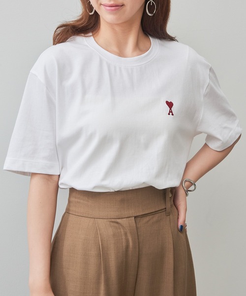 SETUP7（セットアップセブン）の「【AMI PARIS】AMI SMALL HEART LOGO HALF T-SHIRTS（Tシャツ/カットソー・メンズ・ブラック/ホワイト・S/M/L/XL）」の5枚目の写真