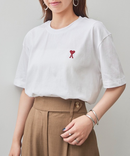 SETUP7（セットアップセブン）の「【AMI PARIS】AMI SMALL HEART LOGO HALF T-SHIRTS（Tシャツ/カットソー・メンズ・ブラック/ホワイト・S/M/L/XL）」の4枚目の写真