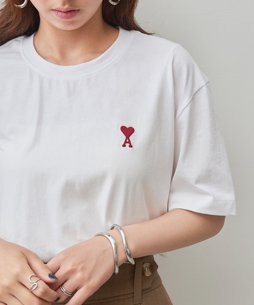 SETUP7（セットアップセブン）の「【AMI PARIS】AMI SMALL HEART LOGO HALF T-SHIRTS（Tシャツ/カットソー・メンズ・ブラック/ホワイト・S/M/L/XL）」の3枚目の写真