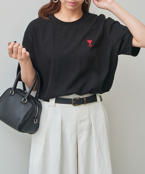 SETUP7（セットアップセブン）の「【AMI PARIS】AMI SMALL HEART LOGO HALF T-SHIRTS（Tシャツ/カットソー・メンズ・ブラック/ホワイト・S/M/L/XL）」の15枚目の写真