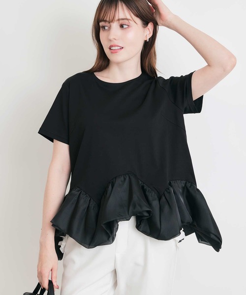 PICCIN PERLA(ピッチンペルラ)の「マーメイドペプラムプルオーバー(Tシャツ/カットソー・レディース・オフホワイト/ブラック・M)」の2枚目の写真