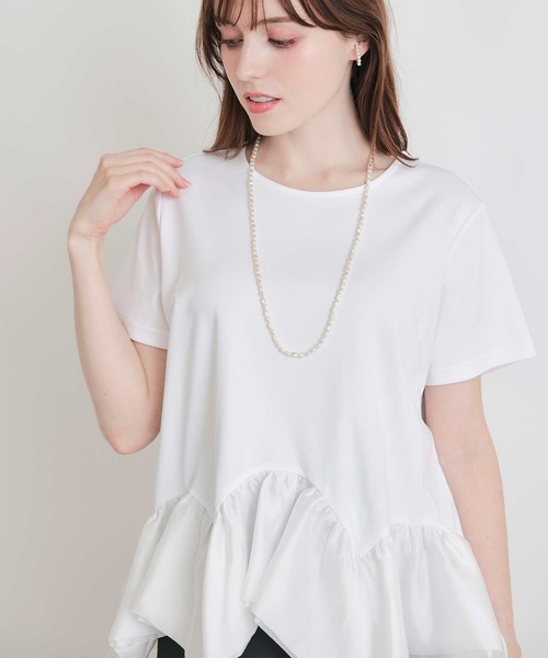 PICCIN PERLA(ピッチンペルラ)の「マーメイドペプラムプルオーバー(Tシャツ/カットソー・レディース・オフホワイト/ブラック・M)」の3枚目の写真