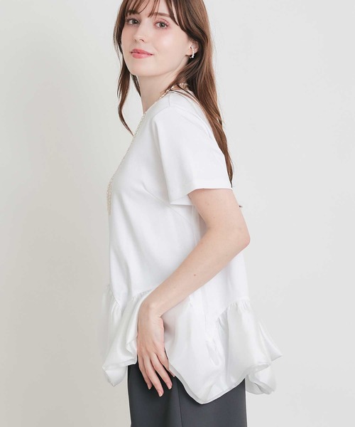 PICCIN PERLA(ピッチンペルラ)の「マーメイドペプラムプルオーバー(Tシャツ/カットソー・レディース・オフホワイト/ブラック・M)」の5枚目の写真