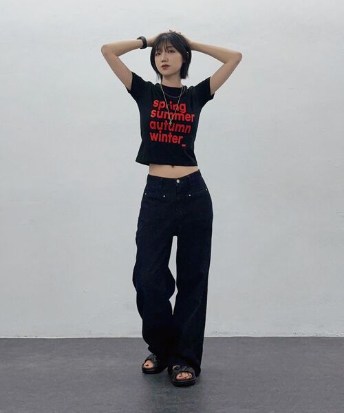 REBRENNER（リブレンナー）の「DTFフォーシーズンクールコットンウィメンズクロップ半袖Tシャツブラック（Tシャツ/カットソー・レディース・ブラック・SMALL/MEDIUM/LARGE）」の5枚目の写真