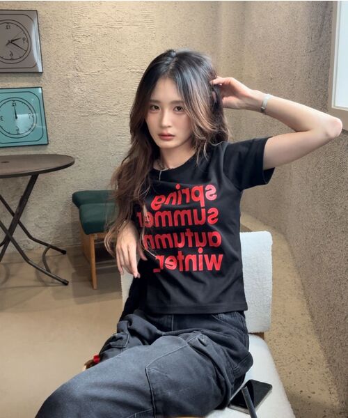 REBRENNER（リブレンナー）の「DTFフォーシーズンクールコットンウィメンズクロップ半袖Tシャツブラック（Tシャツ/カットソー・レディース・ブラック・SMALL/MEDIUM/LARGE）」の4枚目の写真