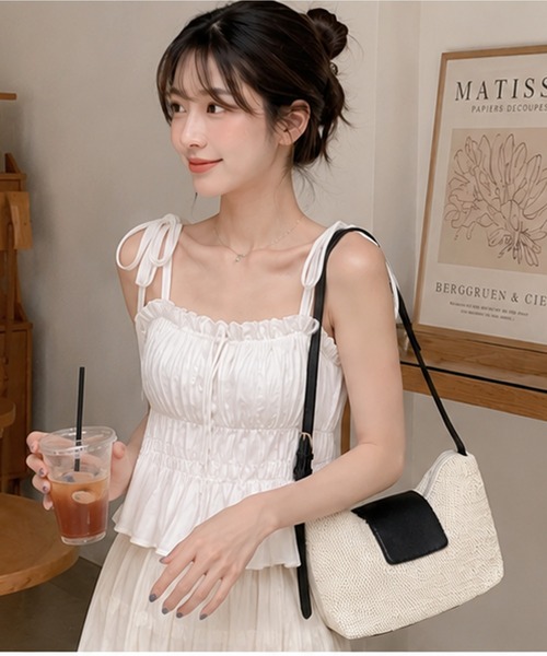 Nia(ニア)の「Nia(ニア)/配色キャンバスハンドバッグ(ハンドバッグ・レディース・ベージュ/ブラック/ブラウン・FREE)」の9枚目の写真