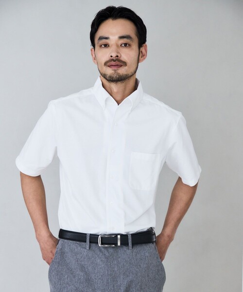 JUN STANDARD PICKS(ジュンスタンダードピックス)の「イージーケア半袖ボタンダウンシャツ/UVケア(シャツ/ブラウス・メンズ・オフホワイト/サックスブルー・S/M/LL/L)」の18枚目の写真