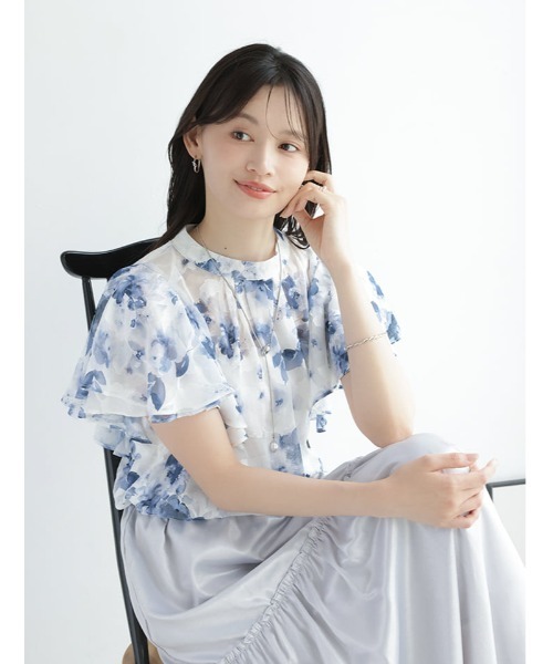 fifth(フィフス)の「ジャガード花柄プリントブラウス(シャツ/ブラウス・レディース・ブルー/イエロー・M)」の13枚目の写真
