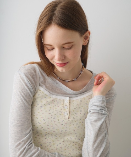 Crisp（クリスプ）の「flower henley cami / フラワーヘンリーキャミ（キャミソール・レディース・ホワイト/アイボリー・FREE）」の18枚目の写真