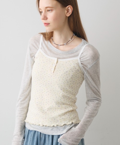 Crisp（クリスプ）の「flower henley cami / フラワーヘンリーキャミ（キャミソール・レディース・ホワイト/アイボリー・FREE）」の13枚目の写真